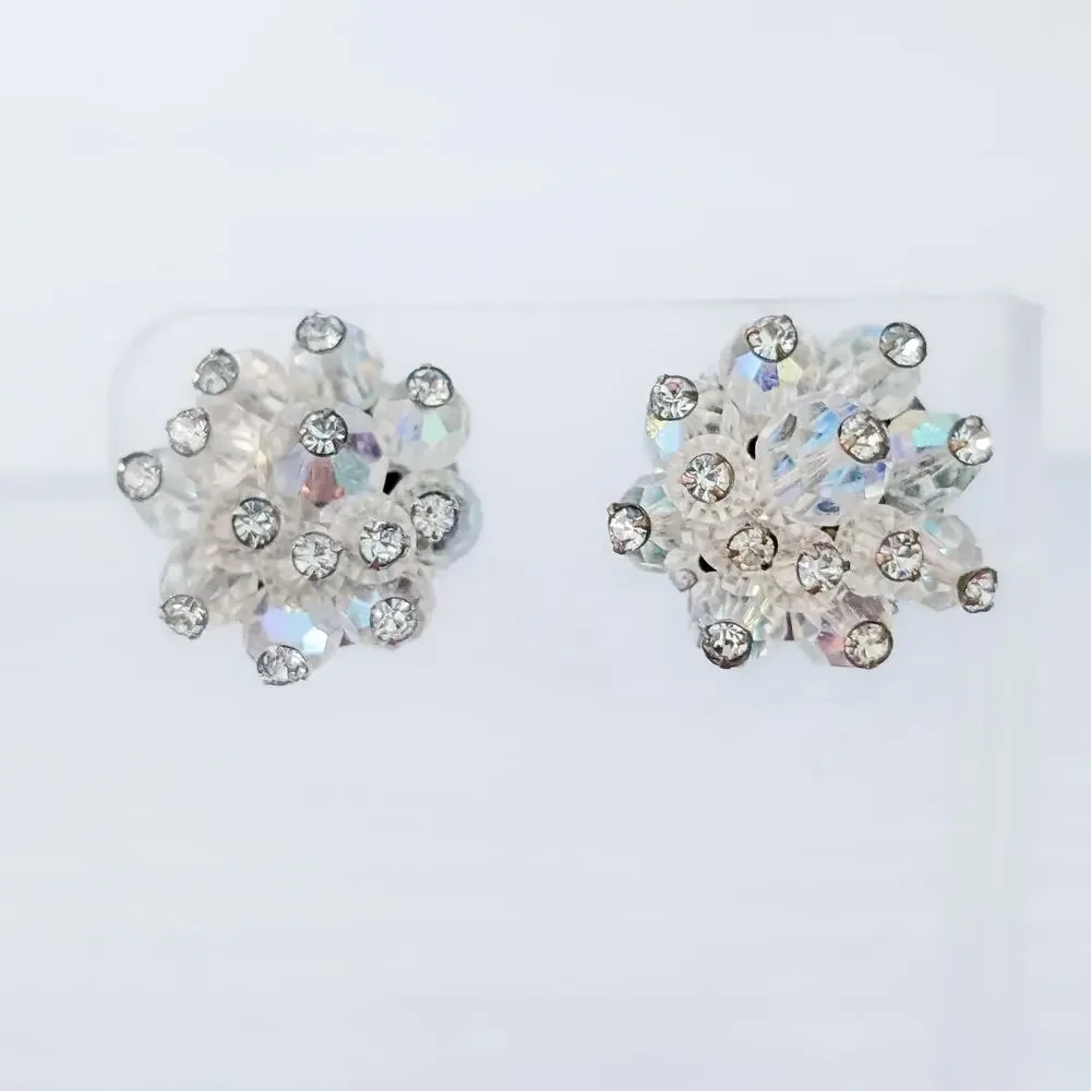 Vintage Clip On Earrings Unusual - Cluster Style - 7/8